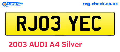 RJ03YEC are the vehicle registration plates.