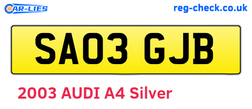 SA03GJB are the vehicle registration plates.