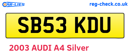 SB53KDU are the vehicle registration plates.