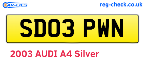 SD03PWN are the vehicle registration plates.