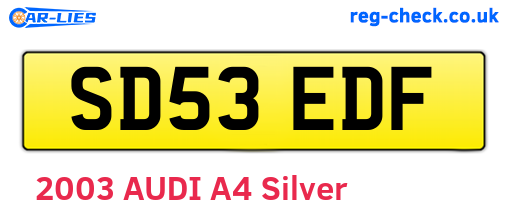 SD53EDF are the vehicle registration plates.