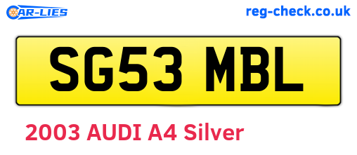 SG53MBL are the vehicle registration plates.