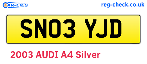 SN03YJD are the vehicle registration plates.
