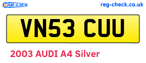 VN53CUU are the vehicle registration plates.