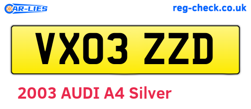 VX03ZZD are the vehicle registration plates.