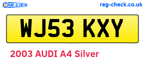 WJ53KXY are the vehicle registration plates.