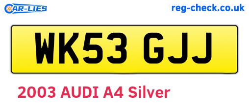 WK53GJJ are the vehicle registration plates.
