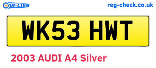 WK53HWT are the vehicle registration plates.