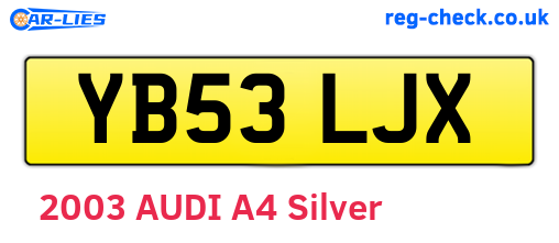 YB53LJX are the vehicle registration plates.