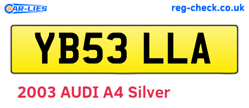 YB53LLA are the vehicle registration plates.