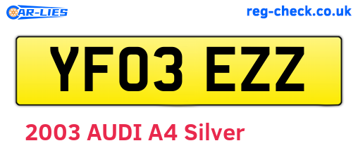 YF03EZZ are the vehicle registration plates.