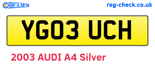YG03UCH are the vehicle registration plates.