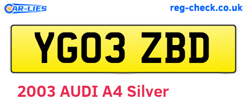 YG03ZBD are the vehicle registration plates.