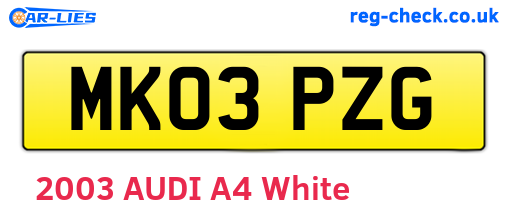 MK03PZG are the vehicle registration plates.