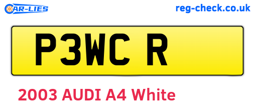 P3WCR are the vehicle registration plates.