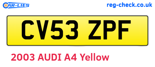 CV53ZPF are the vehicle registration plates.