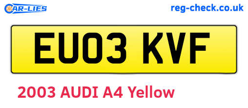 EU03KVF are the vehicle registration plates.