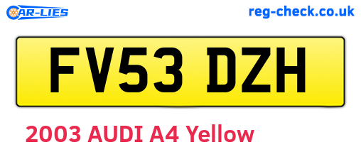 FV53DZH are the vehicle registration plates.