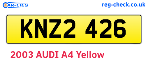 KNZ2426 are the vehicle registration plates.