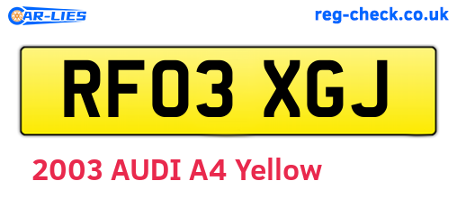 RF03XGJ are the vehicle registration plates.