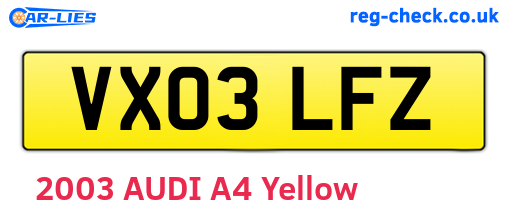 VX03LFZ are the vehicle registration plates.