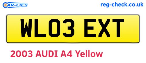 WL03EXT are the vehicle registration plates.