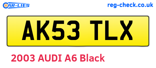 AK53TLX are the vehicle registration plates.
