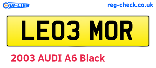 LE03MOR are the vehicle registration plates.