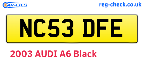 NC53DFE are the vehicle registration plates.