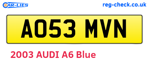 AO53MVN are the vehicle registration plates.