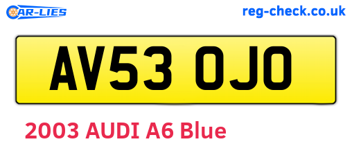 AV53OJO are the vehicle registration plates.