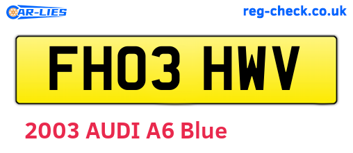 FH03HWV are the vehicle registration plates.