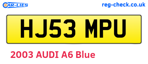 HJ53MPU are the vehicle registration plates.