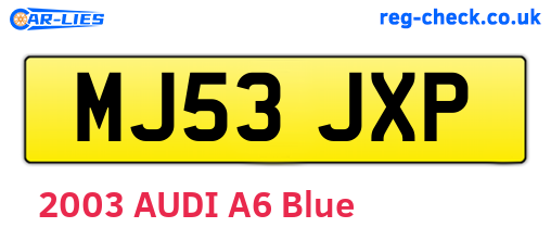 MJ53JXP are the vehicle registration plates.