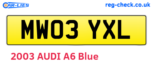 MW03YXL are the vehicle registration plates.