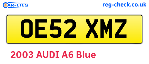 OE52XMZ are the vehicle registration plates.