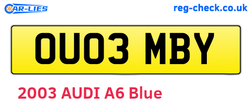 OU03MBY are the vehicle registration plates.