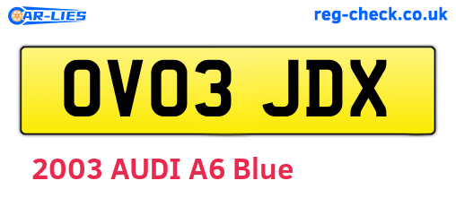 OV03JDX are the vehicle registration plates.