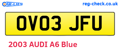 OV03JFU are the vehicle registration plates.