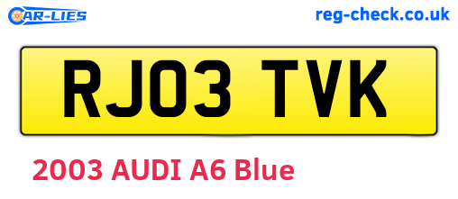 RJ03TVK are the vehicle registration plates.