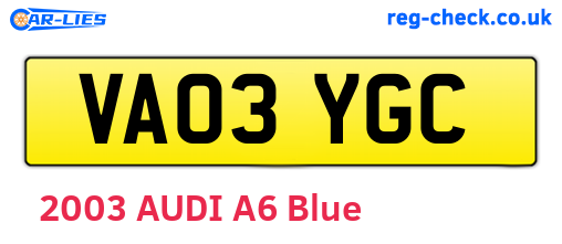 VA03YGC are the vehicle registration plates.