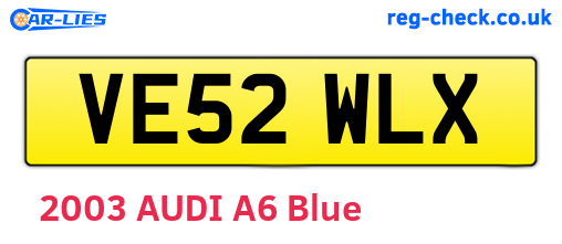 VE52WLX are the vehicle registration plates.