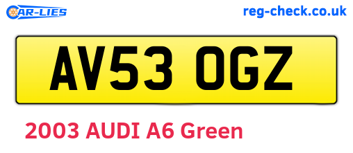 AV53OGZ are the vehicle registration plates.