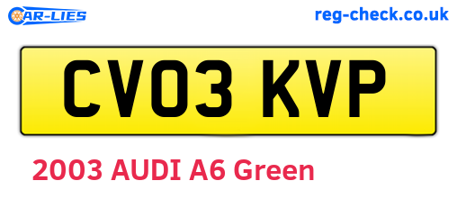 CV03KVP are the vehicle registration plates.