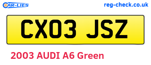 CX03JSZ are the vehicle registration plates.