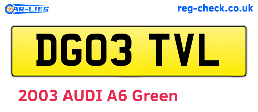 DG03TVL are the vehicle registration plates.