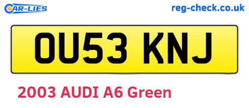 OU53KNJ are the vehicle registration plates.