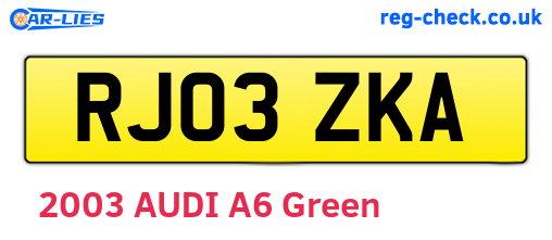 RJ03ZKA are the vehicle registration plates.