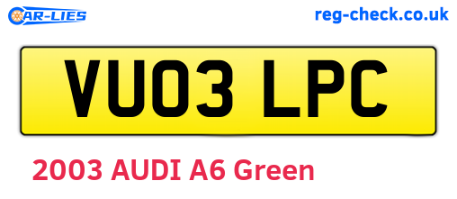 VU03LPC are the vehicle registration plates.