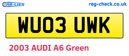 WU03UWK are the vehicle registration plates.
